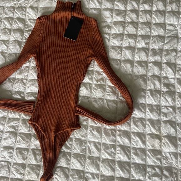 Hera Collection Rust Ribbed Bodysuit - Picture 2 of 6